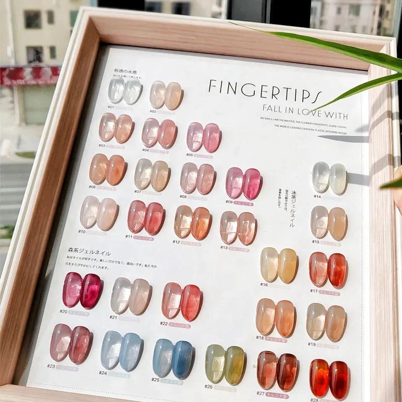 28 Color Ice Transparent Jelly Gel Nail Polish Soak Off UV LED Semi Permanent Phototherapy Varnish Nail Polish Ice Through