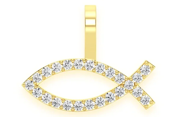 New High Quality Lab Grown Diamond Fish Pendant Trendy Cluster Iced Out Pendant Micro Pave Diamond Christian Fish Pendant