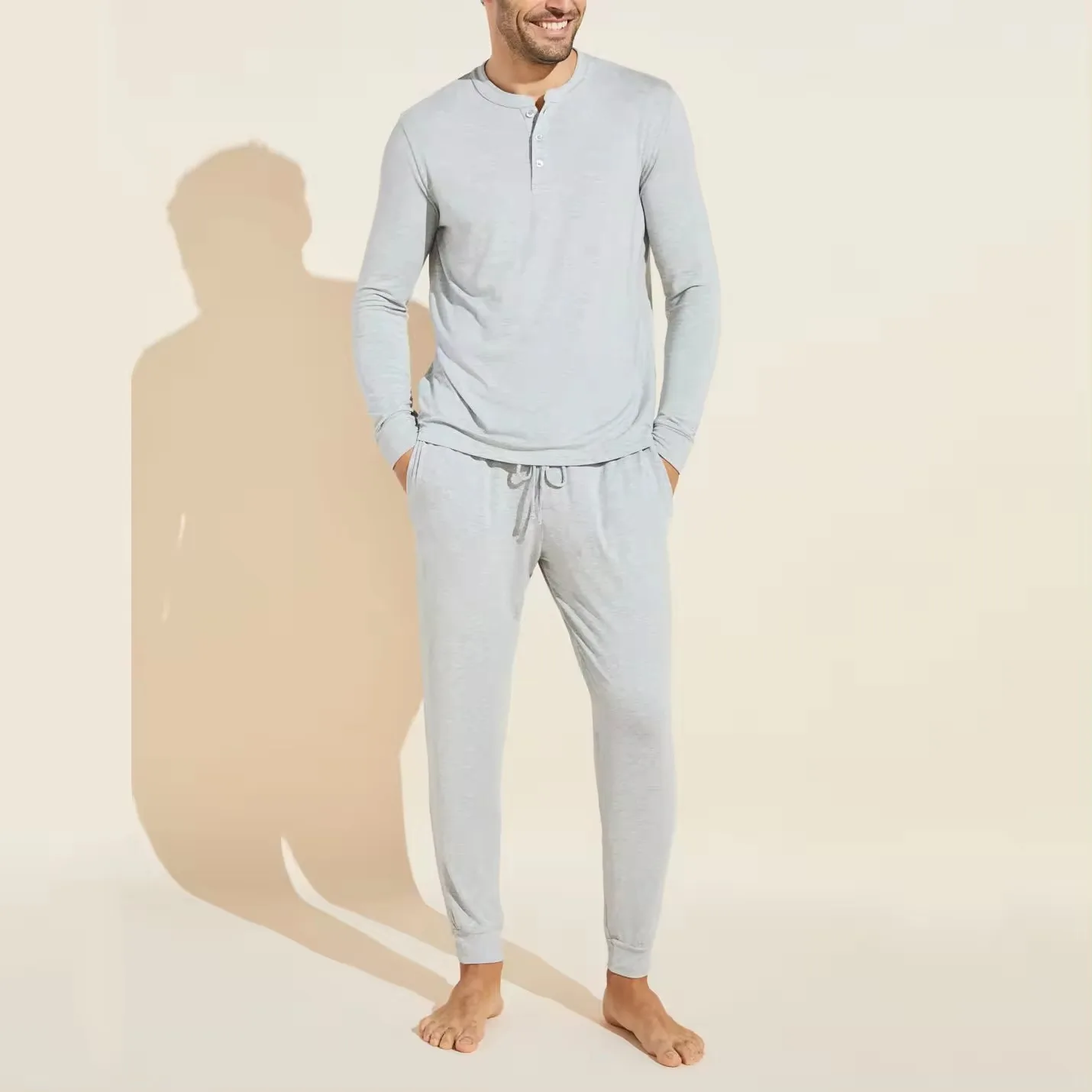 Мужской Шелковый Атласный пижамный комплект