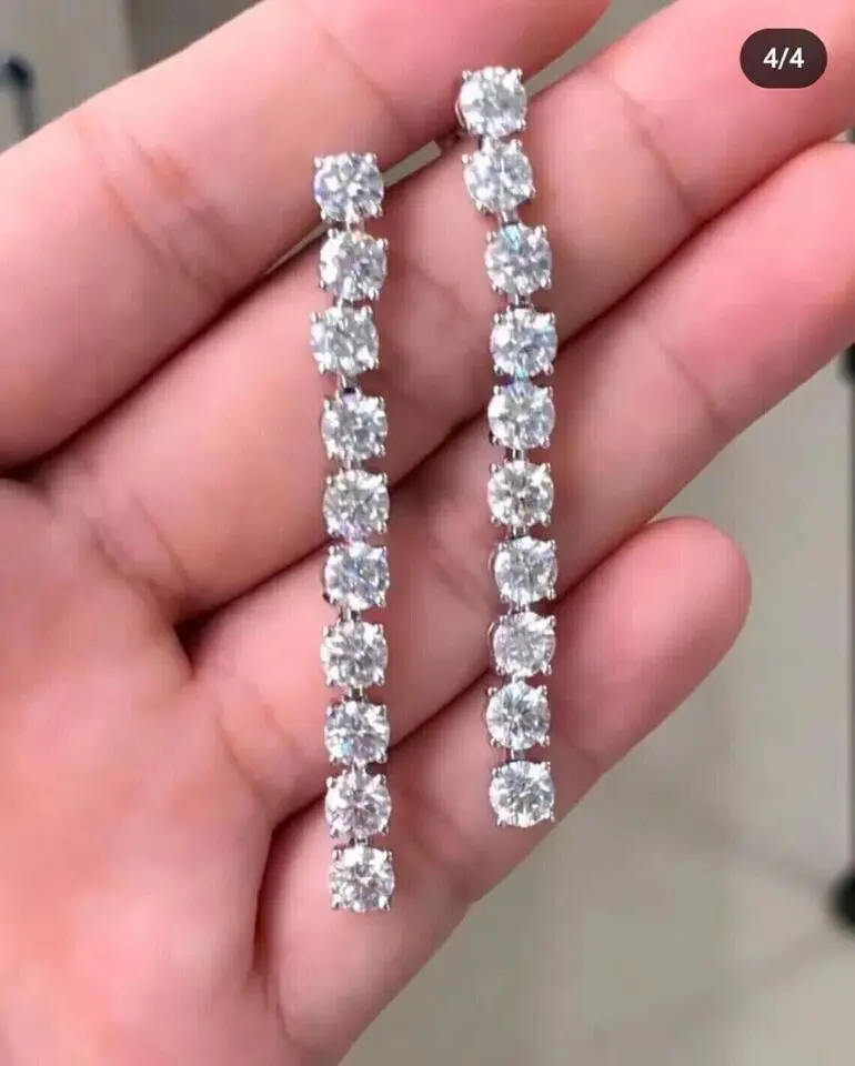 Best Selling 14k White Gold Plated Round Dangle Drop Earrings for Women Fashion Jewelry Available at Quantity from India