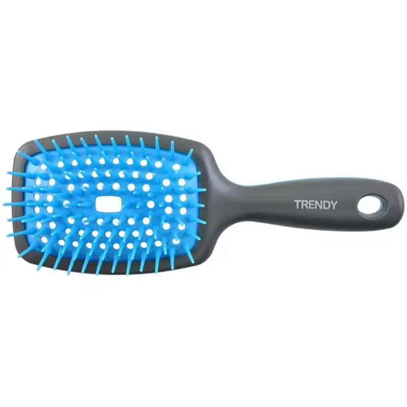 Professional Salon Airbrush Plastic Combs Custom Logo Detangle Brush with Wood and Metal Material