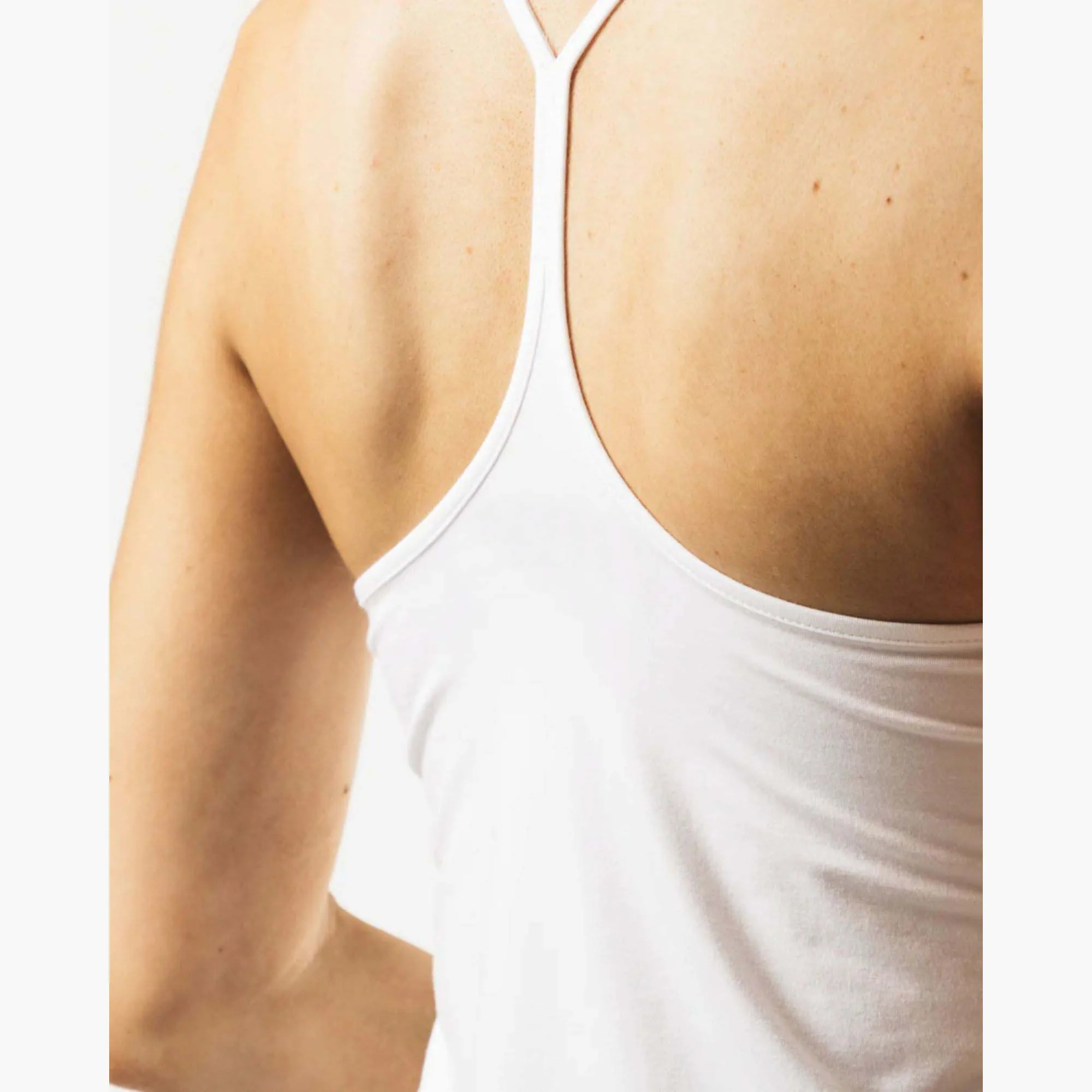 92% Cotton 8% Elastane Camisole Neckline Scoop Hem Low profile shoulder Straps White Womens Full Length Premium Tank Top