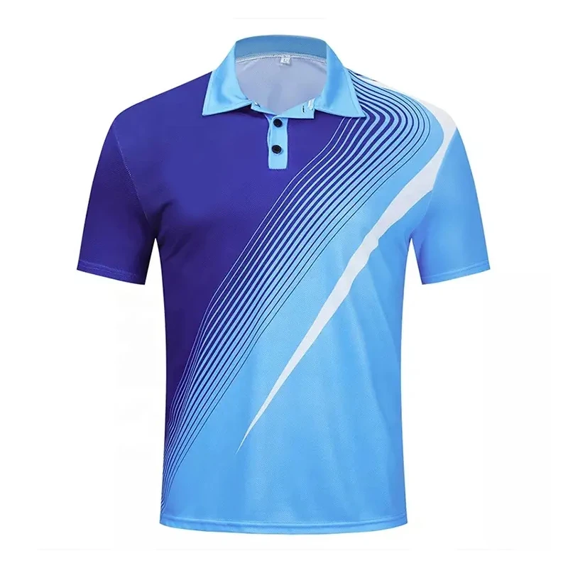 New Design Golf Shirt Lightweight Polyester Spandex T Shirt Blend Fabric Stretchy Breathable Printed Golf Polo T Shirt For Men