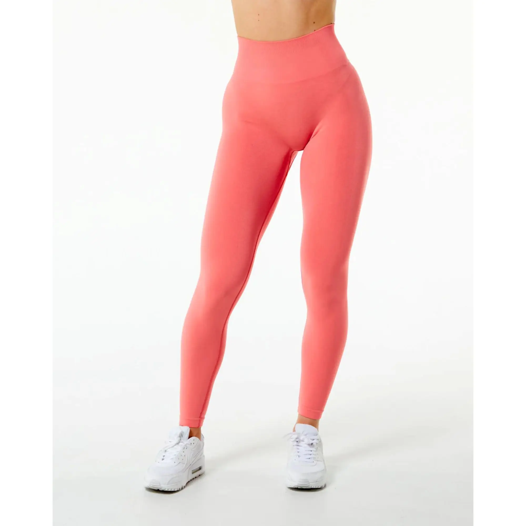 Seamless Knit Fabric 51% Polyamide 38% Polyester 11% Elastane Tapered High Waisted Pixel Pink Womens Breathable  Legging