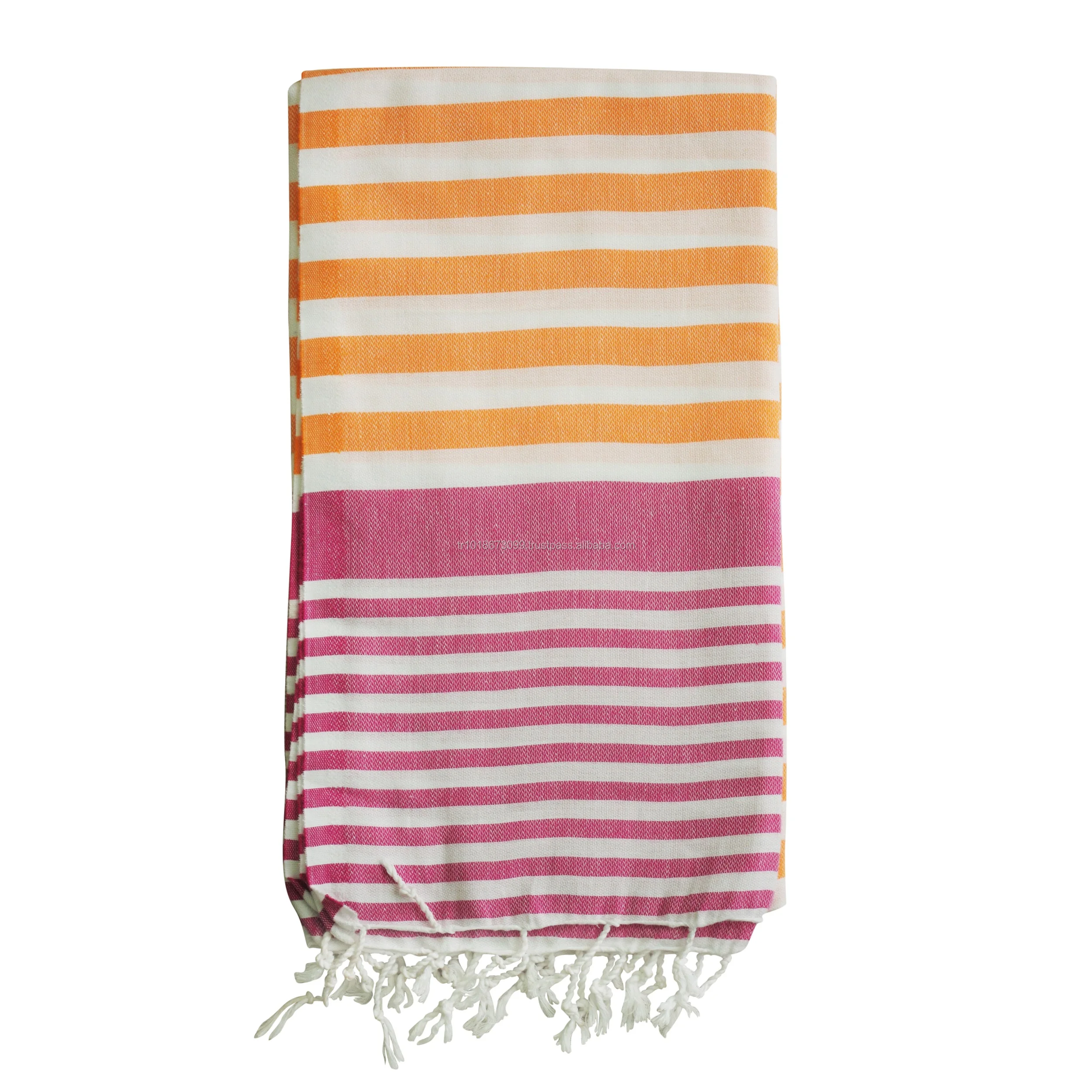 Капри пештемал-турецкие полотенца от производителя синий/светло-розовый сочетание разноцветных полос радужной