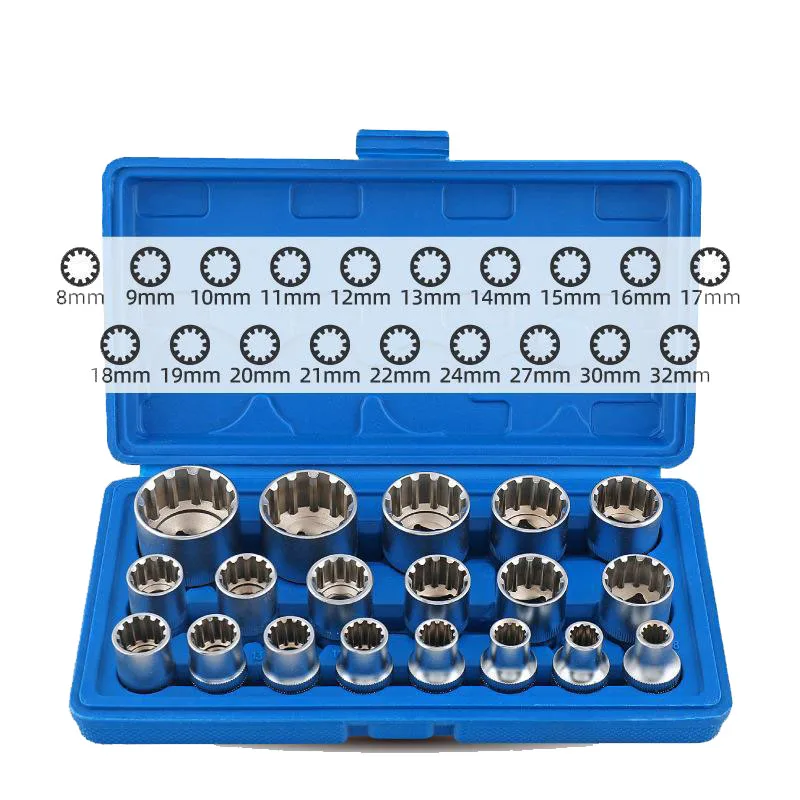 High Quality Crv Material Matt Finish 19pc Hand Tools 1/2 Gear Lock Socket Set FOR PORSCHE VEHICLES