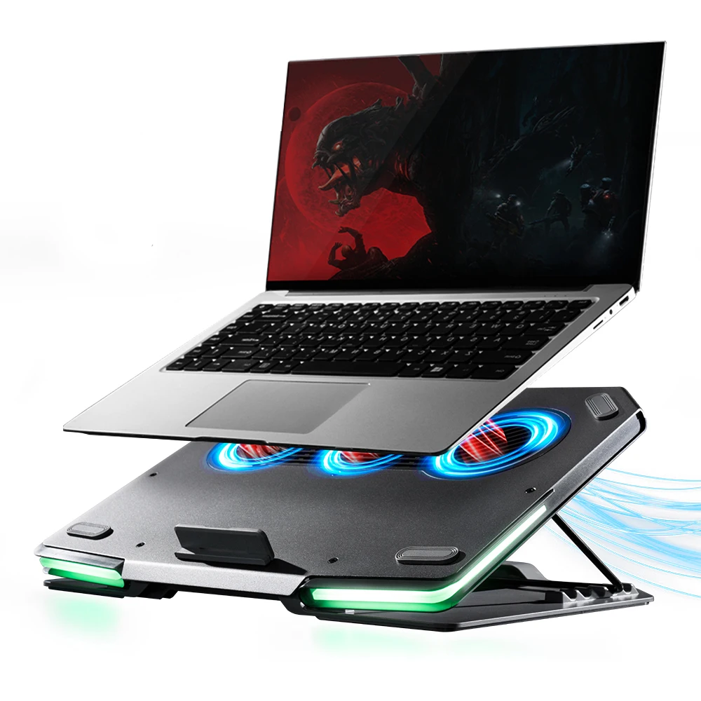 LCS02-1 RGB Освещение лучшая охлаждающая подставка для ноутбука с вентилятором игровой