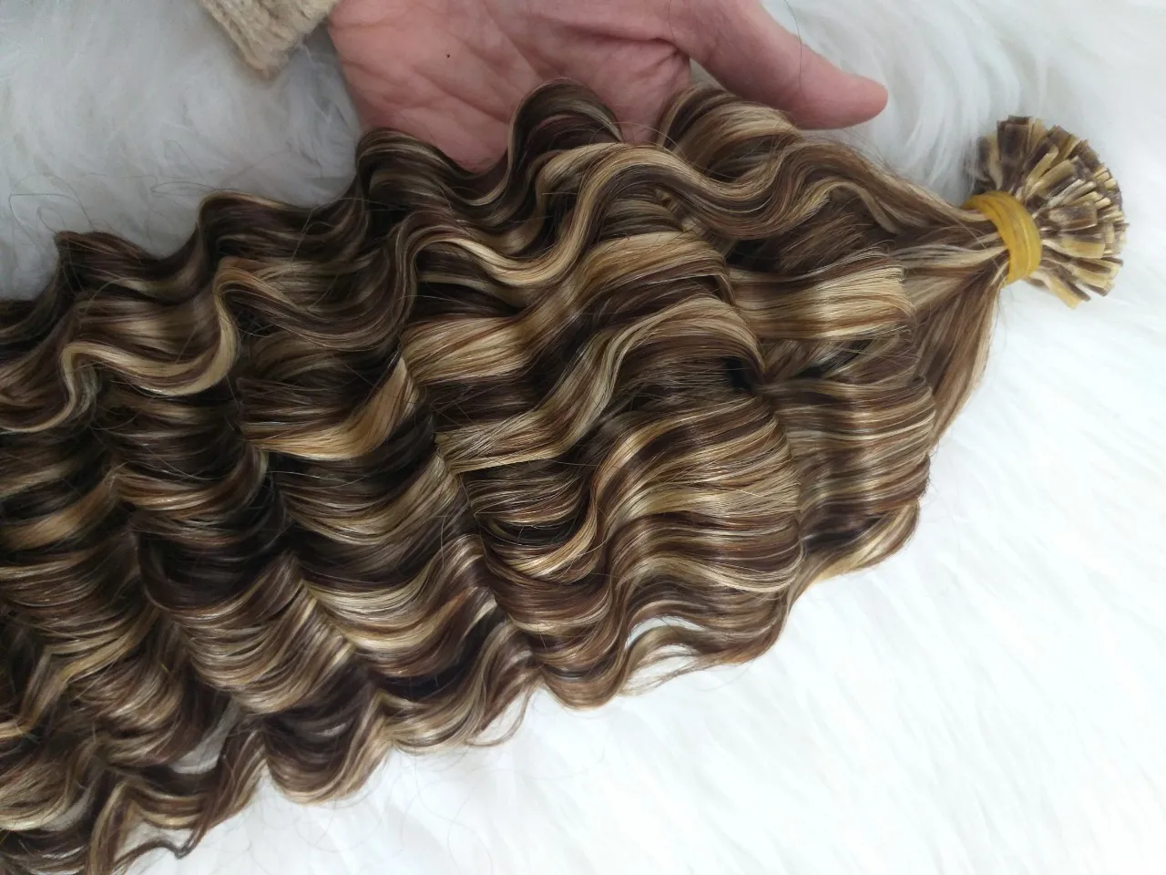 Virgin Natural Cuticle Aligned U Tip Nail Keratin Hair Extensions Natural Human Hair Deep Curly Wavy Piano Balayage Ombre 613