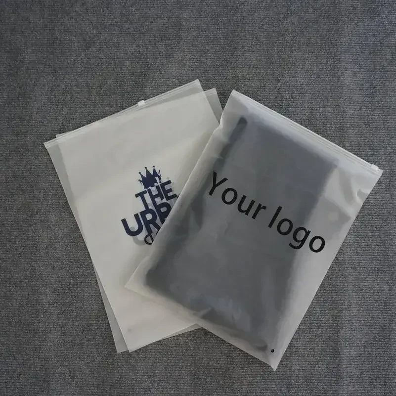 Custom promotional CPE plastic bag ziplock clothing packaging frosted zipper bags