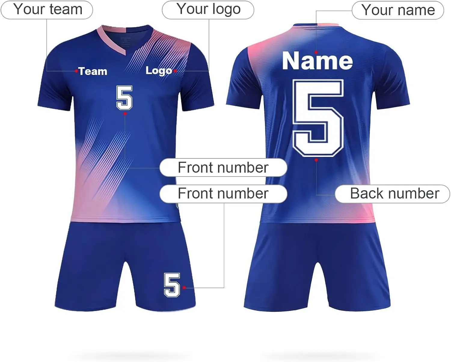 Global wholesale garment supplier design men football wear custom uniform high quality training kit full set soccer jersey blue