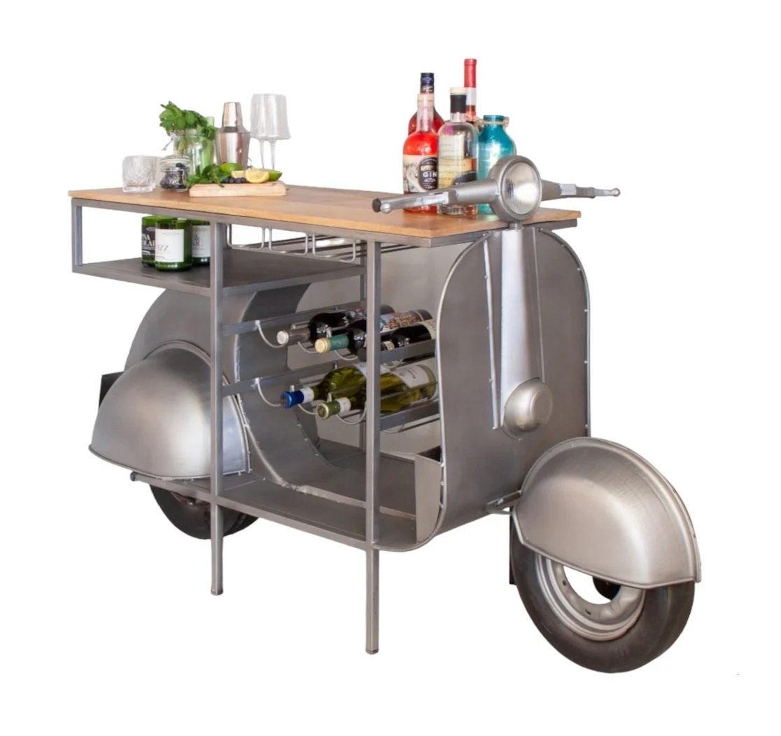 Premium Quality Top Selling Antique Vintage Bike Bar Counter Wine Cabinet With Antique Finishing Bar Cabinets Table