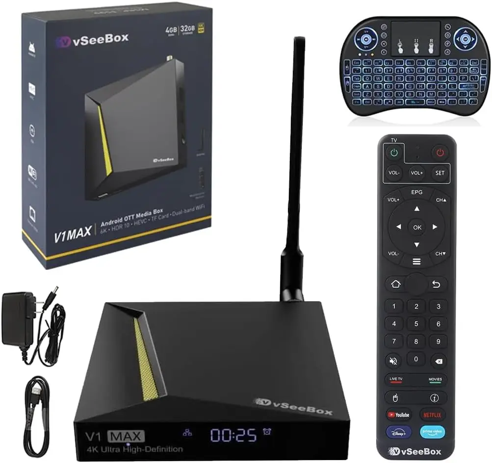 Новый vSeeBox V1 Max с голосовым пультом android tv box