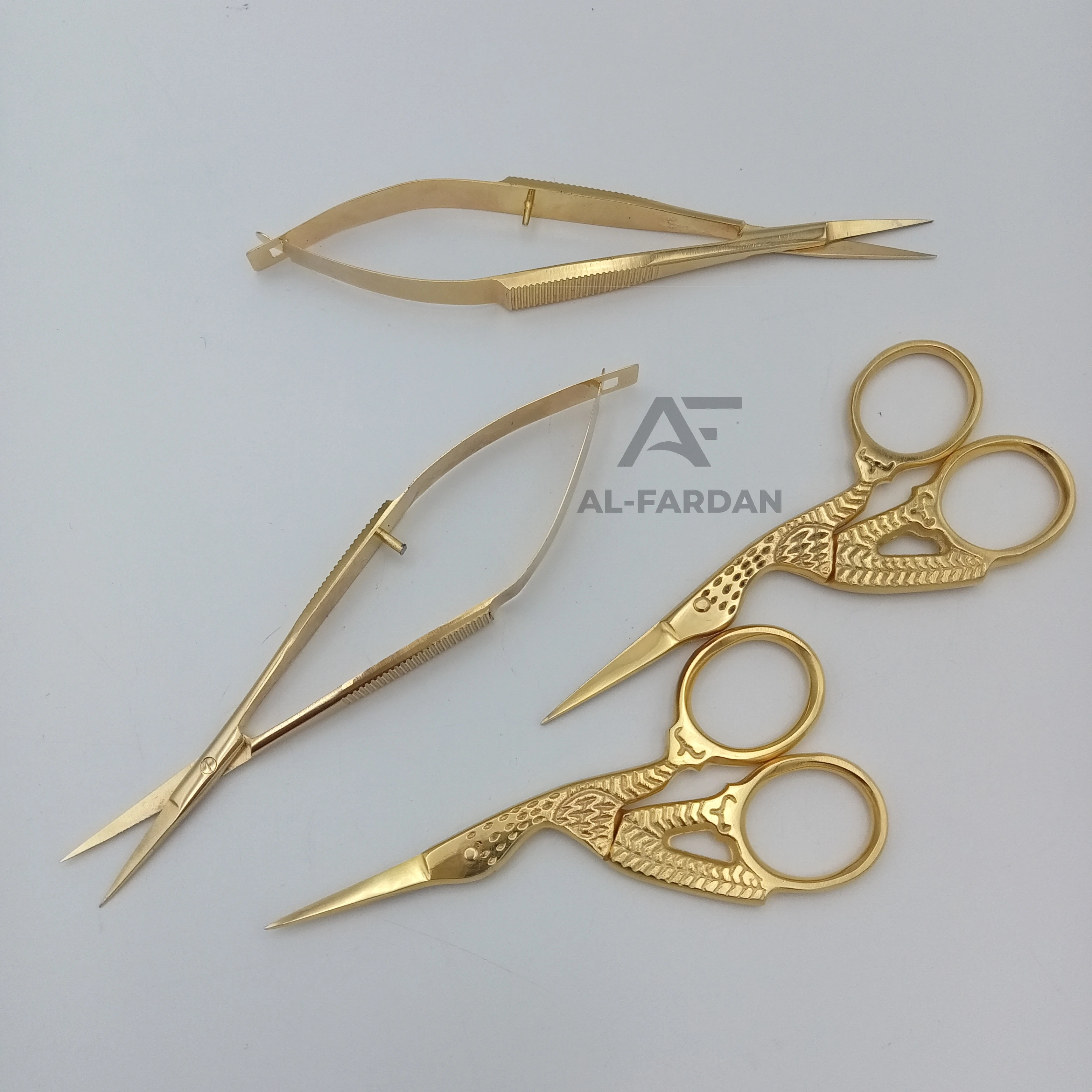 24K Gold Plated Spring Scissors Manicure Stainless Steel Straight Sharp Blade And Cuticle Bird Design Eyebrow Small Scissors