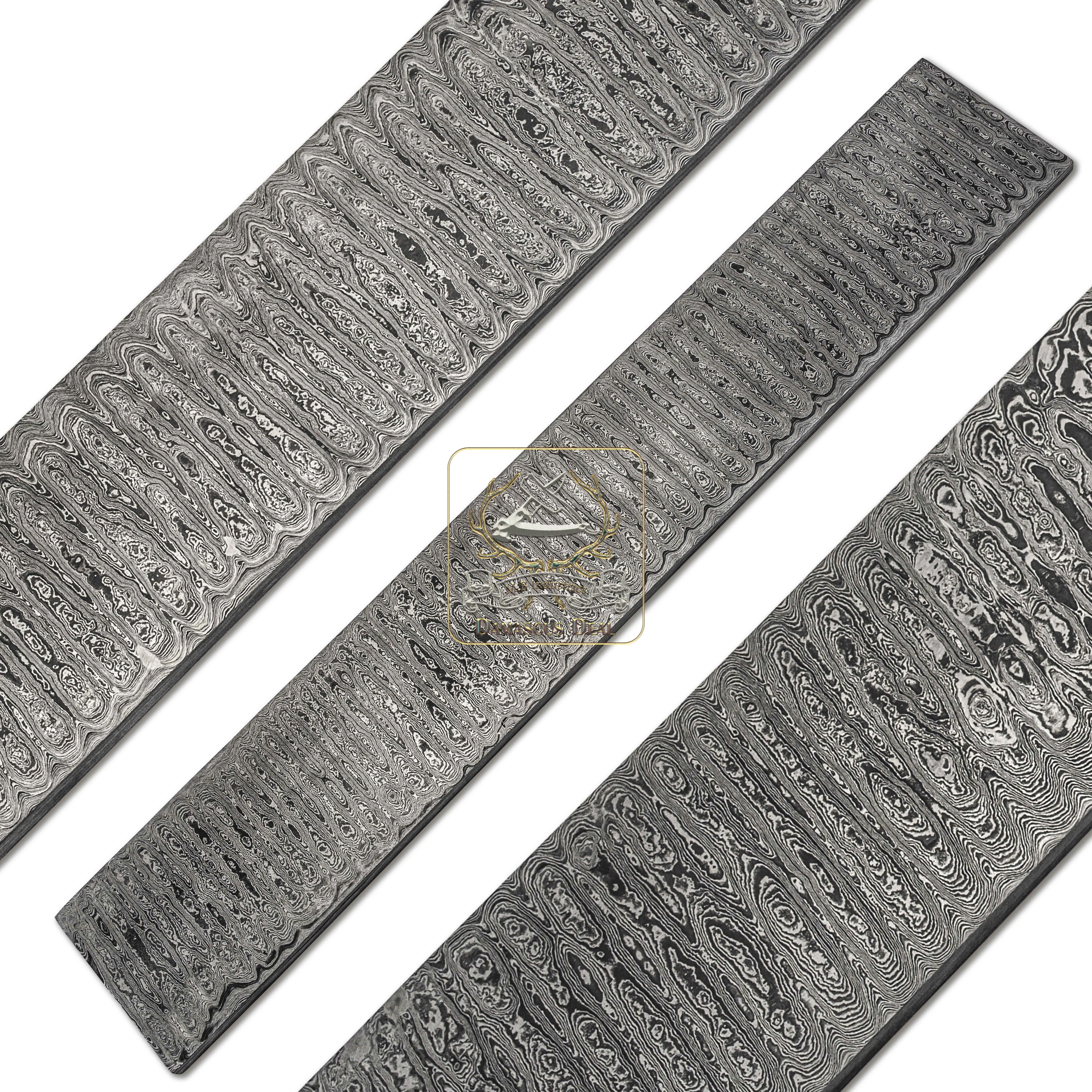 Damascus Steel Billet Ladder Pattern DD-Ladder-304 for Knife Making Hand Forged Carbon Steel Hardness 58-62 HRC Billet