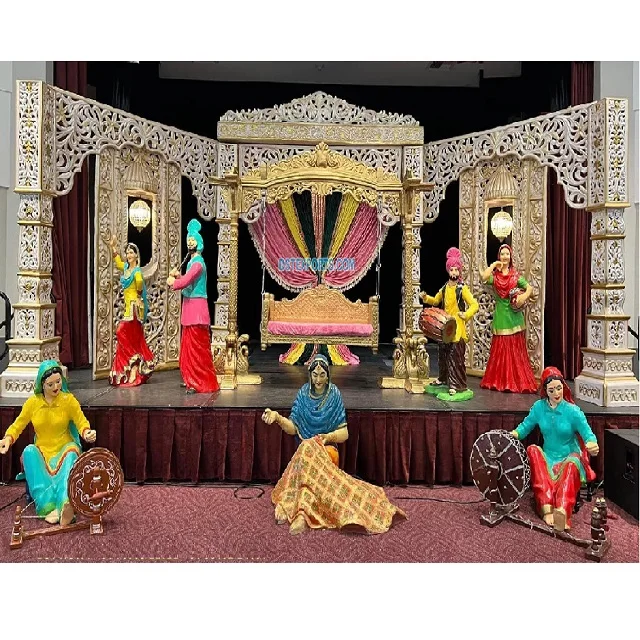 Bollywood Punjabi Theme Sangeet DJ Night Stage Punjabi Pre-Wedding Event Mehndi Stage Decor Traditional Punjabi  Mehndi Stage