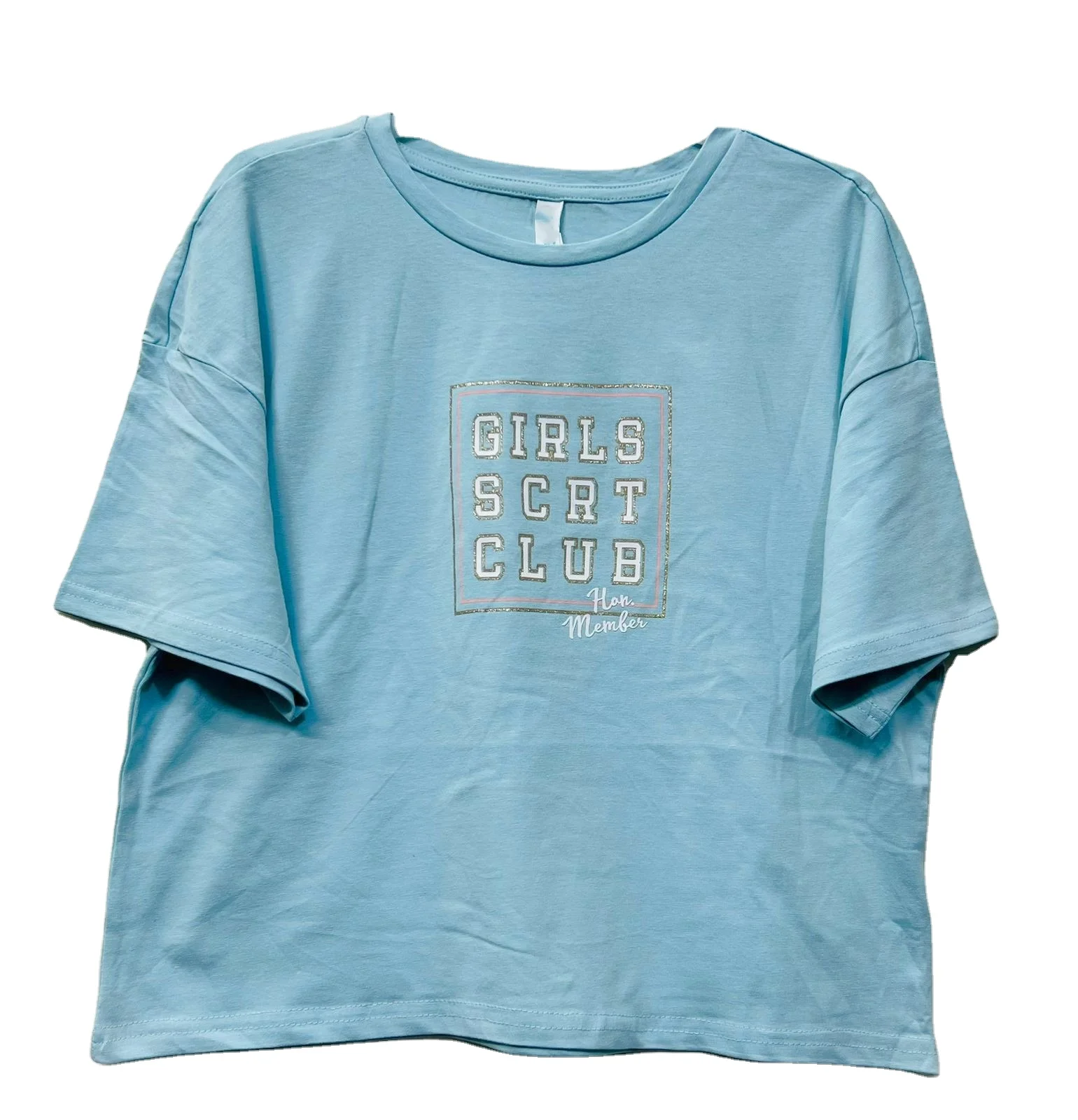 Hot Sale New design Wholesale Price Girls Casual Crop Top  Crew Neck Solid Color half sleeve T-shirts For Girls