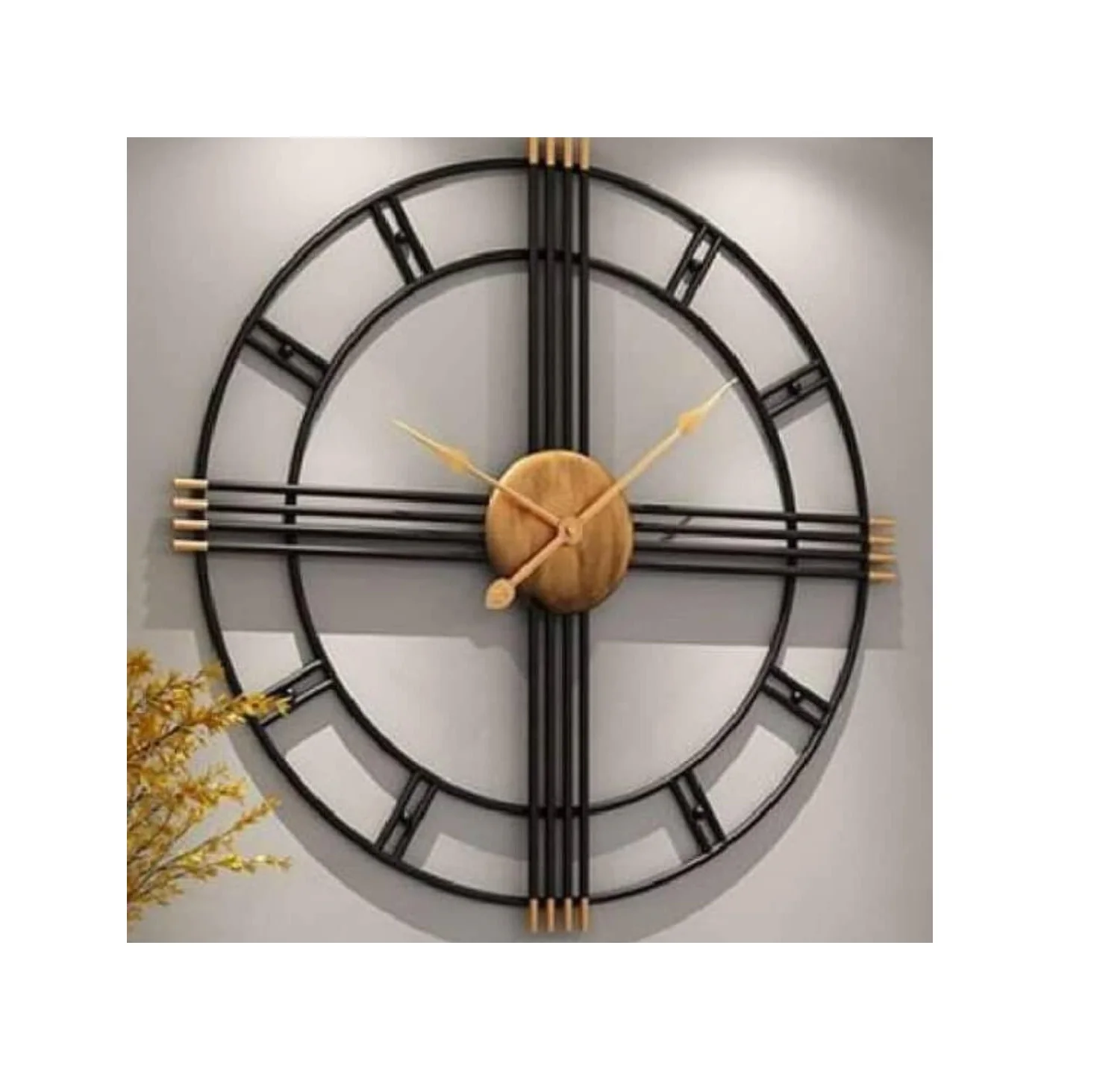 Vintage Wall Hanging Clock Hand Crafted Luxury Modern Simple Hotel Family Decoration Antique Clock Garden Decoration Pure Brass