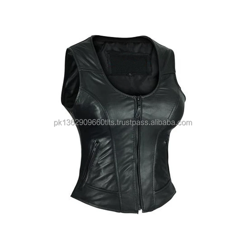 Ladies Motorcycle Soft Leather Vest- Vintage Look Trendy Style Women Biker Vest, Distressed Brown Leather Motorcycle Vest