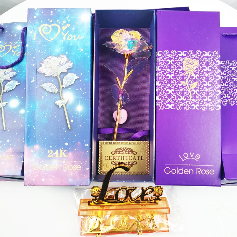 Everyone Love 24k Gold Foil Rose Flower Wedding Creative Gift 24k Golden Rose For Women