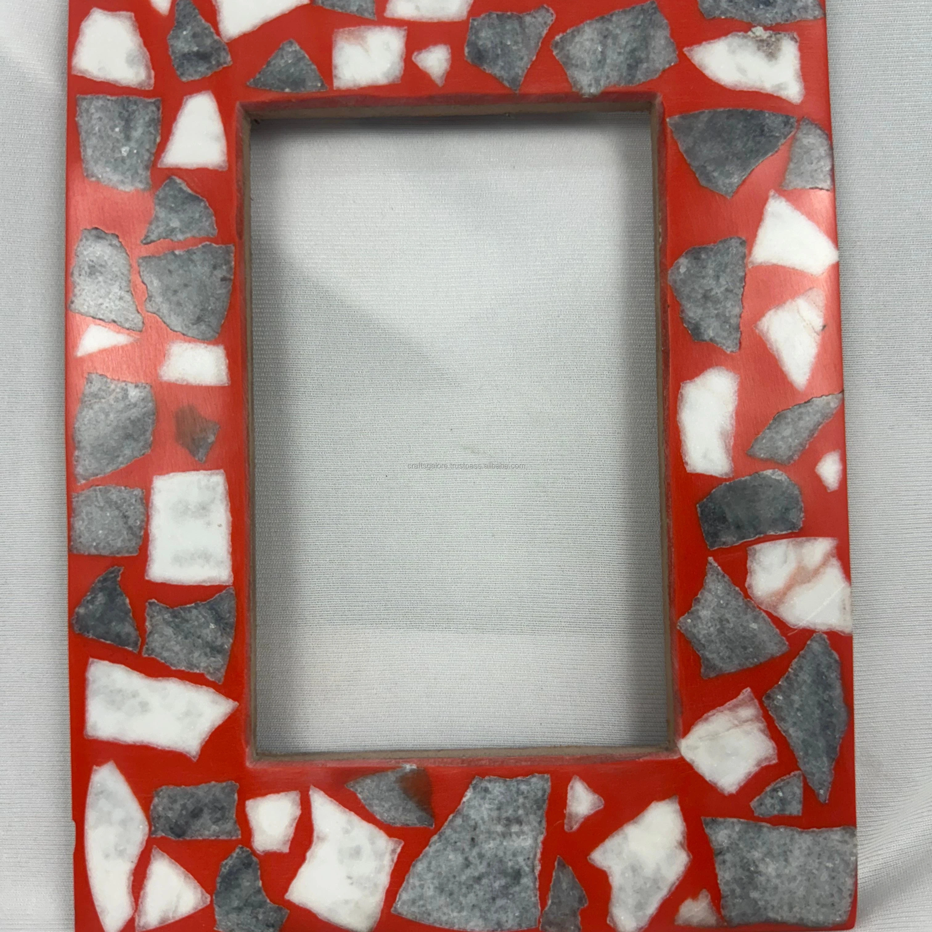 Handmade Nature-Inspired Resin Frame Semi-Precious Stones and Resin Gemstone Mosaic Picture Frame