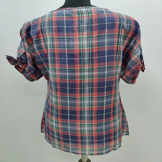 BEST QUALITY INDIAN HOT SELLING  CASUAL COTTON LADIES BLOUSE IN Y/DYED VOILE CHECKS MANUFACTURER SUPPLIER FROM INDIA