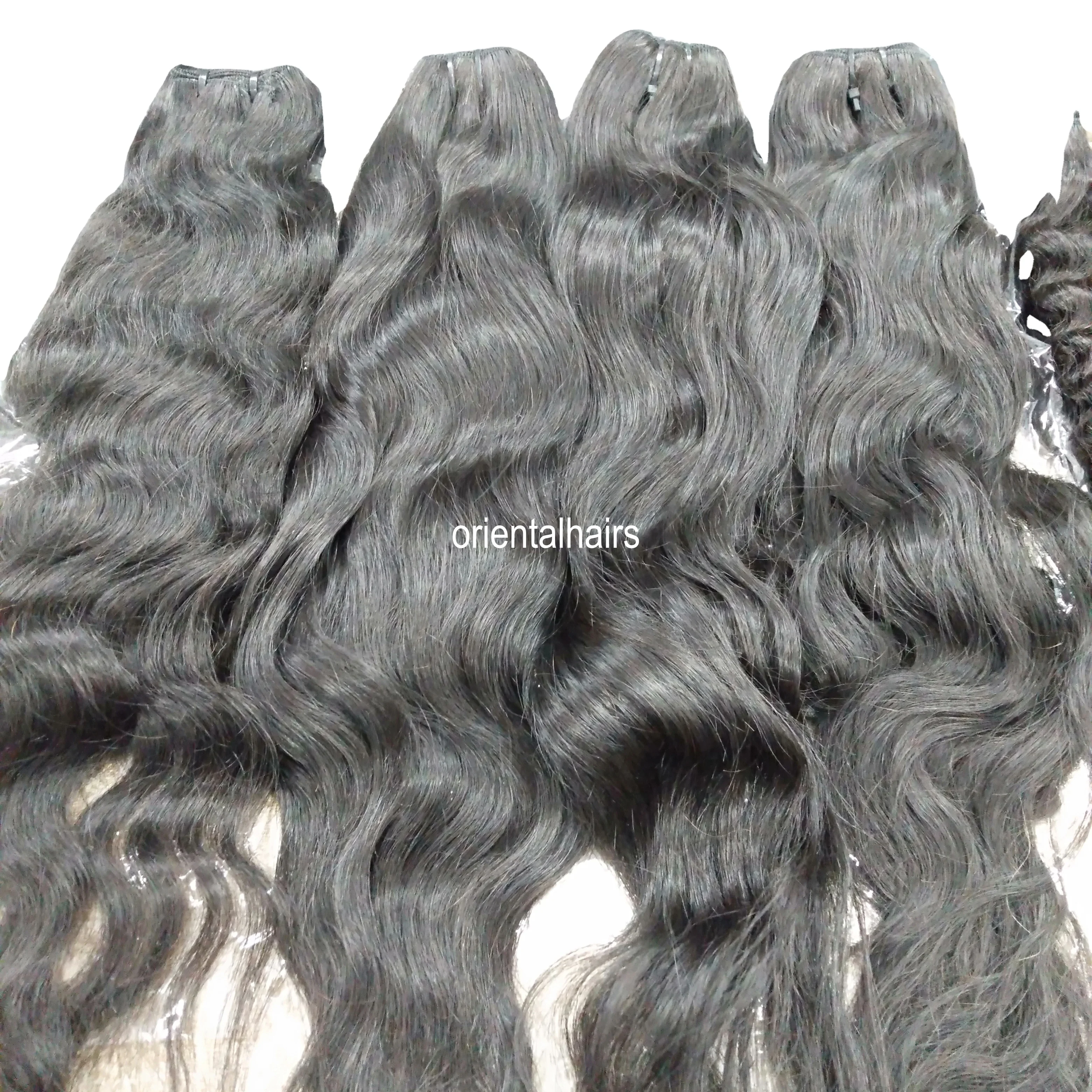Oriental Hairs Raw Virgin Unprocessed Natural Wavy Long Indian Temple Human Hair Bundles, Human Hair Extensions