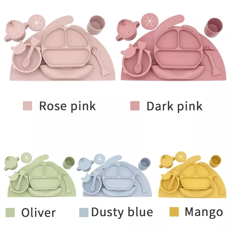 Wholesale High Quality Silicone Baby Feeding Set Eco-friendly Food Grade BPA-Free Tableware sets