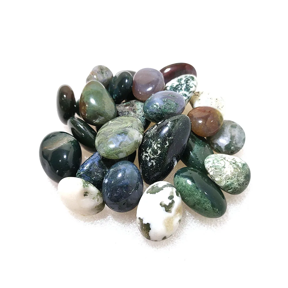 Moss Agate Crystal Tumble Wholesale High Quality Moss Agate Healing Tumbles Stones For Home Decoration