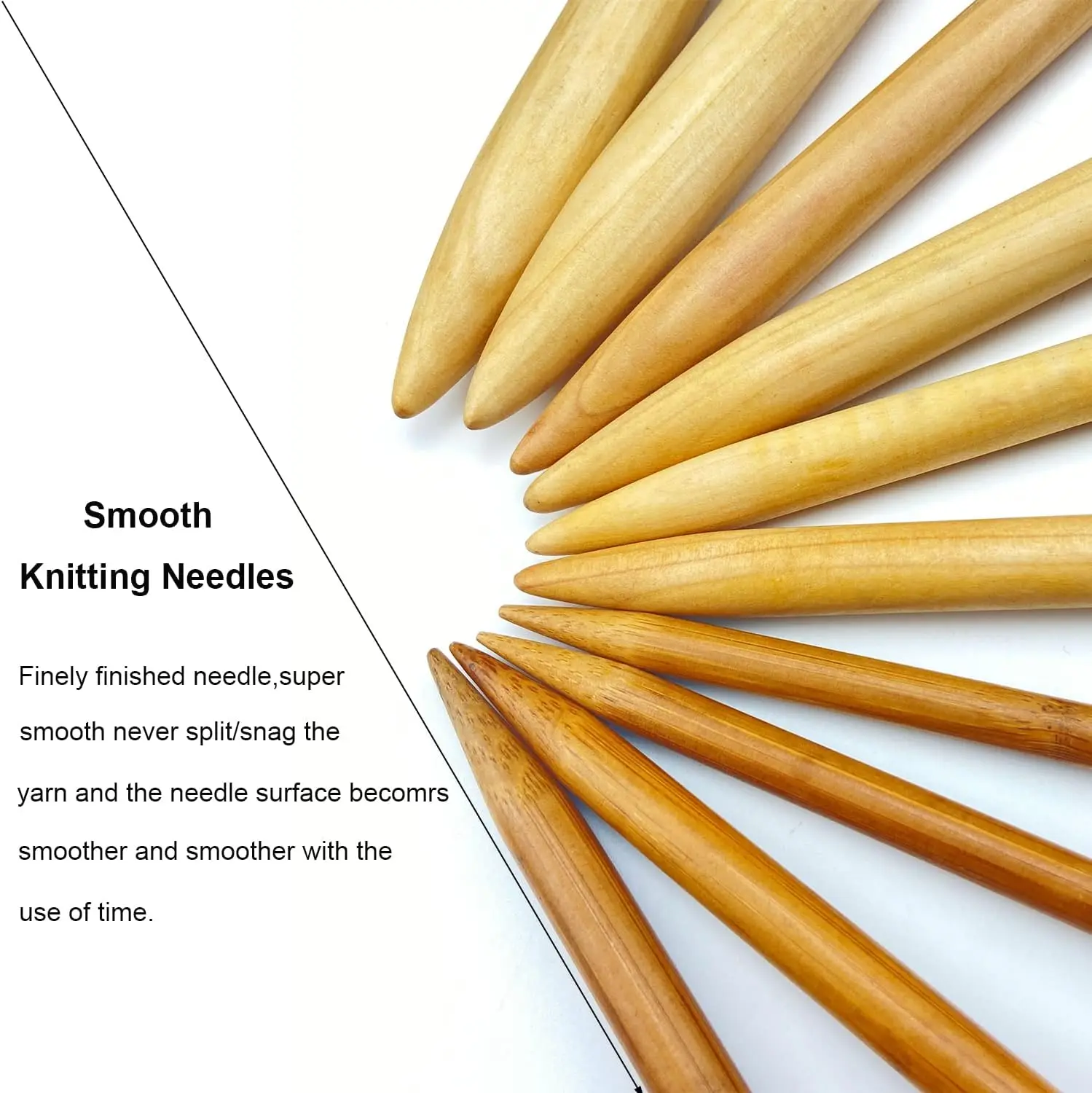 Bamboo Knitting Needle Straight Single Pointed 10-inch Length Knitting Needles for Handmade DIY Knitting,US Size 13(9mm)