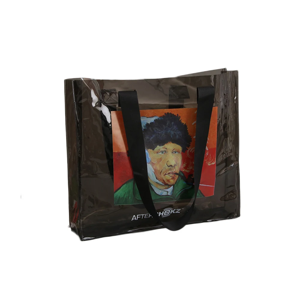 Laser film stand up bag  Wholesale  Eco-friendly Source factory customized personal logo shopping handle PVC plastic  bag