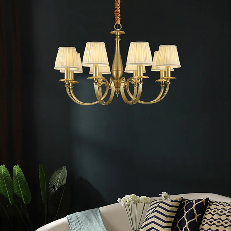 New American-style all-copper chandelier European-style living room avize chandelier modern minimalist creative bedroom  lamps