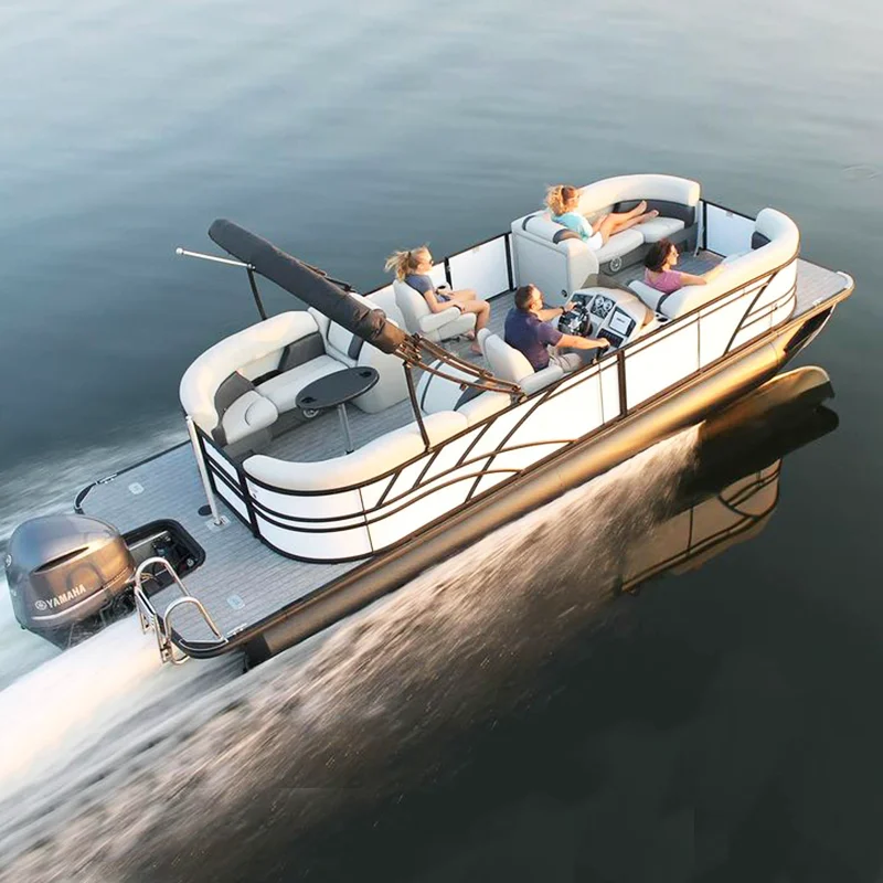 Most Popular Factory Tritoon Pontoon Boat Party Luxury Aluminum Pontoon Boat  Family Leisure Water Play Entertainment