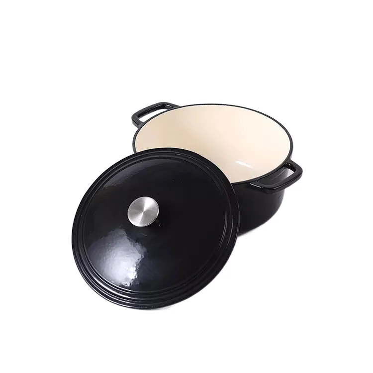 2QT Cast Iron Dutch Oven Non-Stick Cookware Pot with Lid Suitable for Baking Use on Gas Electric Oven Enamel Coat Casserole Pot