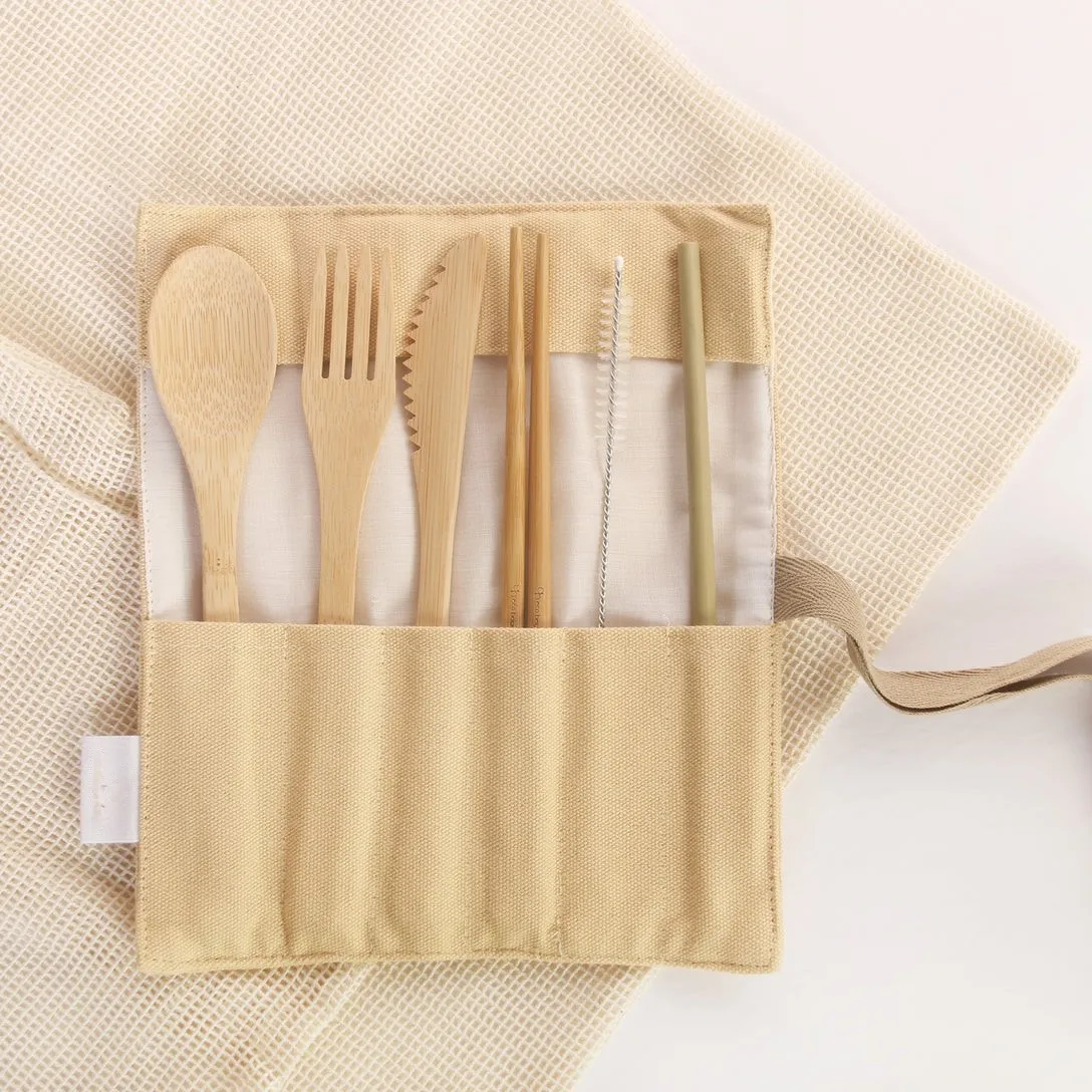 Knife fork spoon eco friendly utensil flatware set eco friendly utensils bamboo picnic camping travel sets