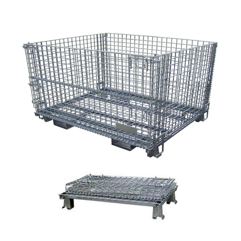 OEM Stacking Collapsible Wire Mesh bin Warehouse Stainless Steel Storage Cage