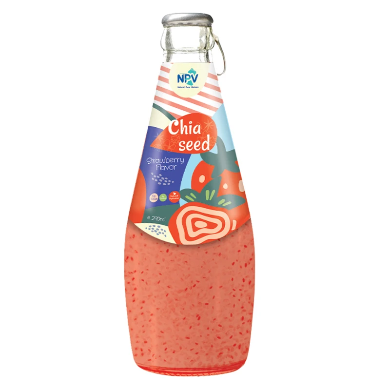 Vietnam Supplier 290ml Glass Bottle Chia Seed Drink With Fresh Strawberry Flavor - HALAL ISO Certification And Reasonable Price
