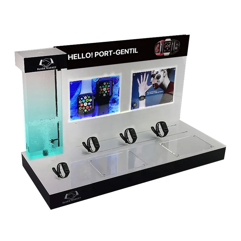 Counter Table Acrylic POS Watch Display Rack With LCD screen