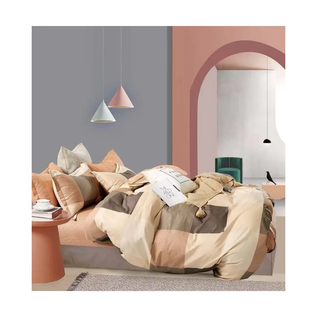 Luxury Hotel Soft Premium Lines Embroidery 7 Pieces Quilt Bedding Set 100% Cotton Bed sheet Sets Manufacturer