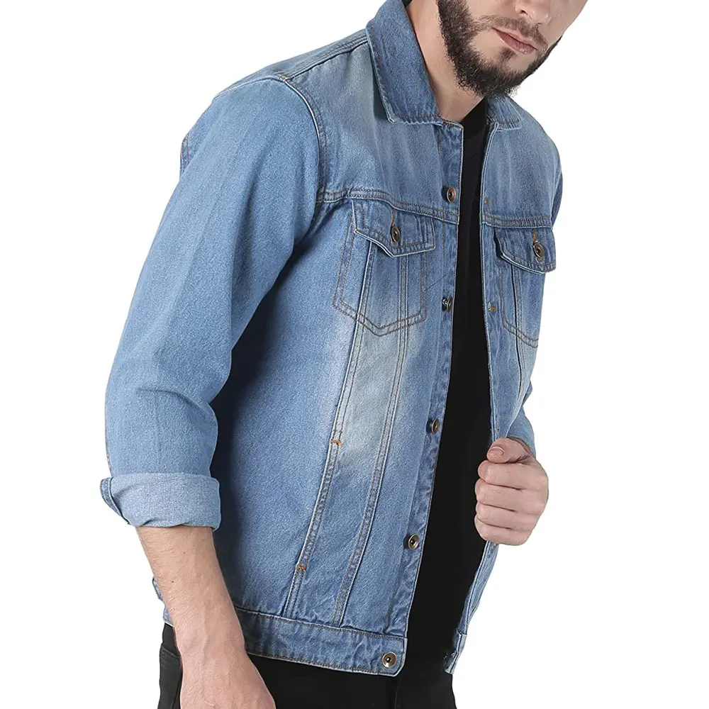 Men Stylish Denim Jeans Jacket/ vintage style Pakistan Made Custom Men Street Blue Cotton Plain Jeans Outdoor Jackets Wholesale