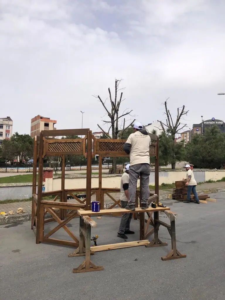 Turkey made High quality octagon outdoor gazebo from pine  or beech tree with roof havin long life made in Turkiye iroko gazebos