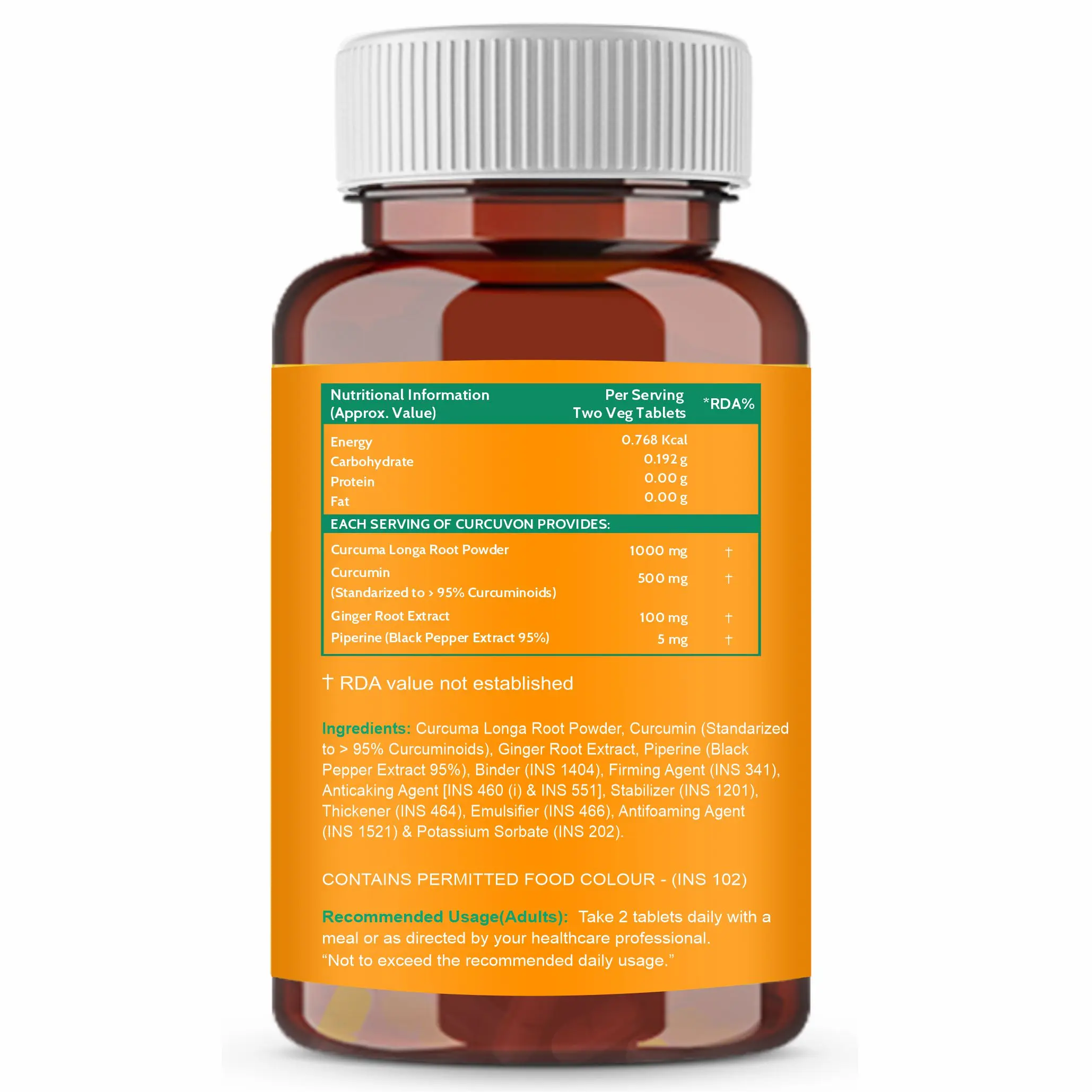 Curcumin Tablets with Piperine Immunity Boosters Tablets with 95% Curcuminoids with Curcuma Longa, Turmeric Powder & Ginger for