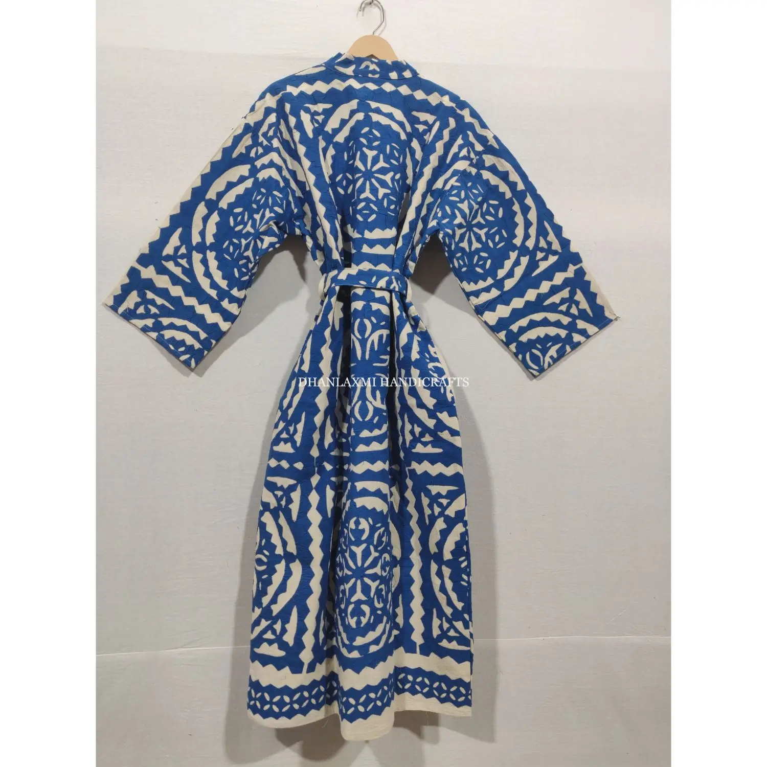 Applique Cut Work Design Maxi Gown Dress Wholesale Kimono Style Kantha Sleepwear Indian Cotton Bathrobe Handmade