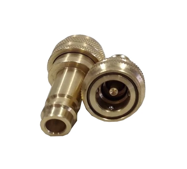 Brass R134a female coupler to R1234yf male coupler w/ STD valve core, low side