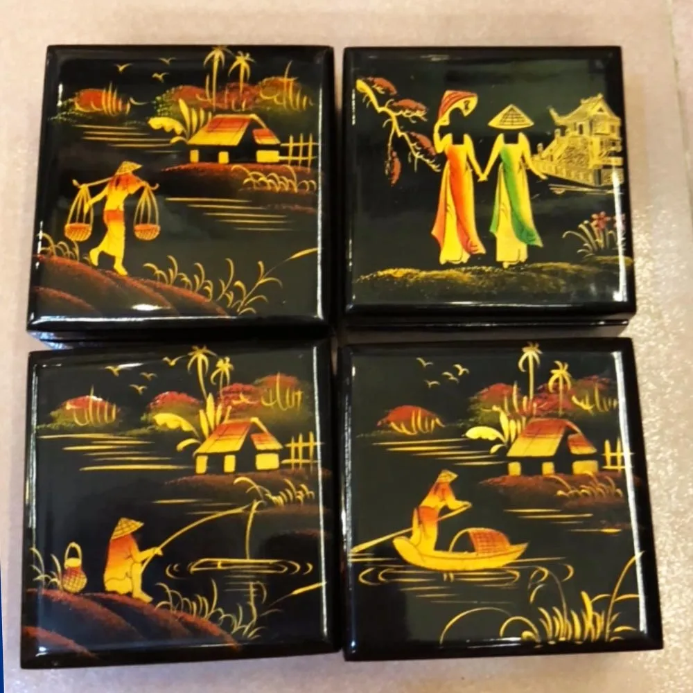 Wholesale low price top quality fashionable lacquer tray and box set for wedding events gifts lacquered boxes