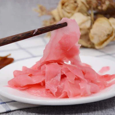 Organic Sweet Pickled Pink Delicious Food Ginger Shreds and Slices