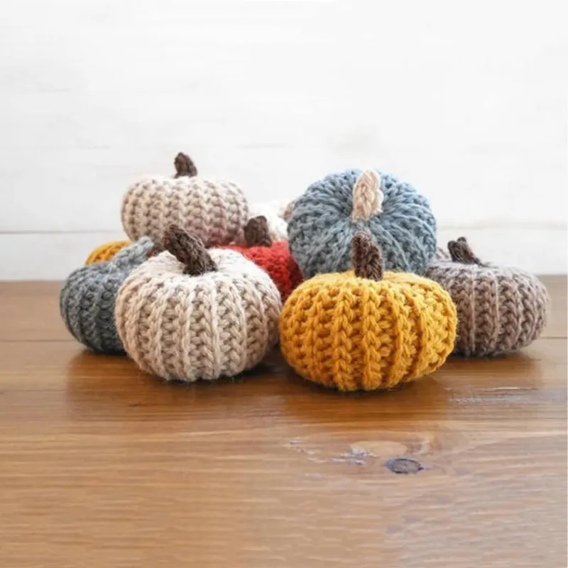 Mini knit pumpkins Mini Handmade Cucumber Crochet Doll Cute Small Home Decor Knitting Gifts Knitting Gifts