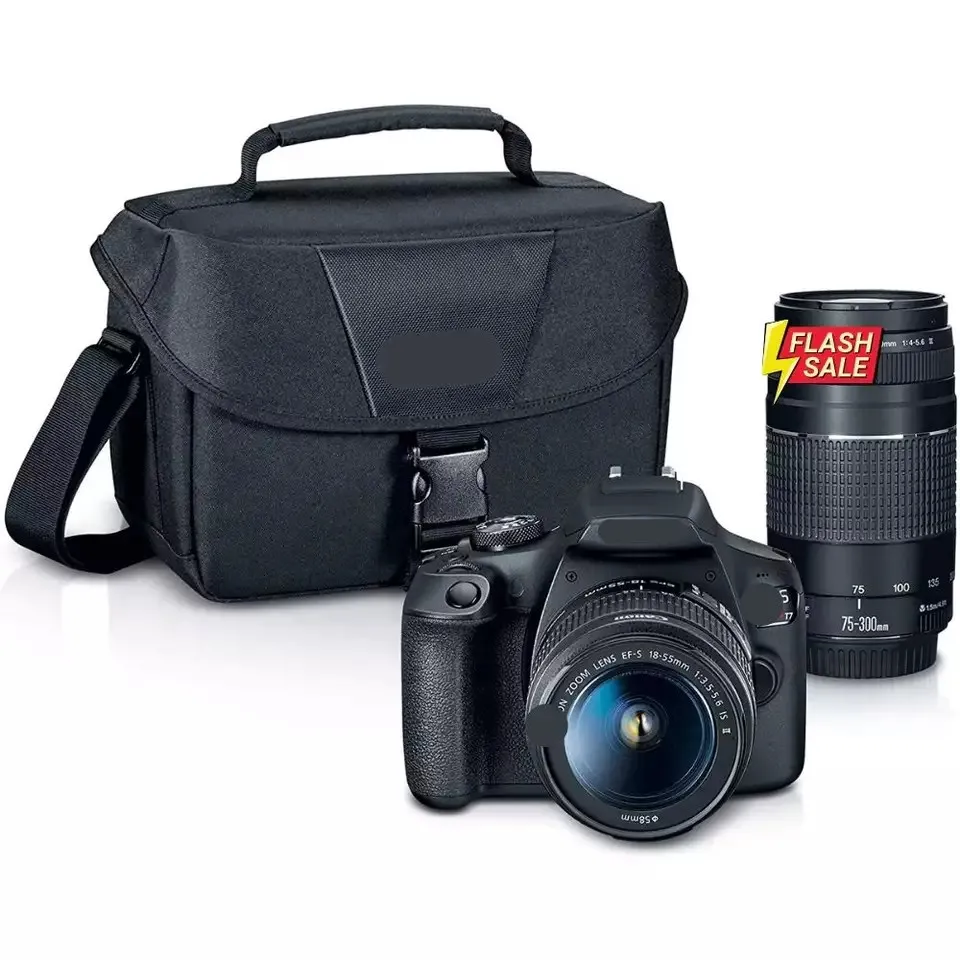 New Rebel T7 DSLR Camera|2 Lens Kit with EF18-55mm + EF 75-300mm Lens Black