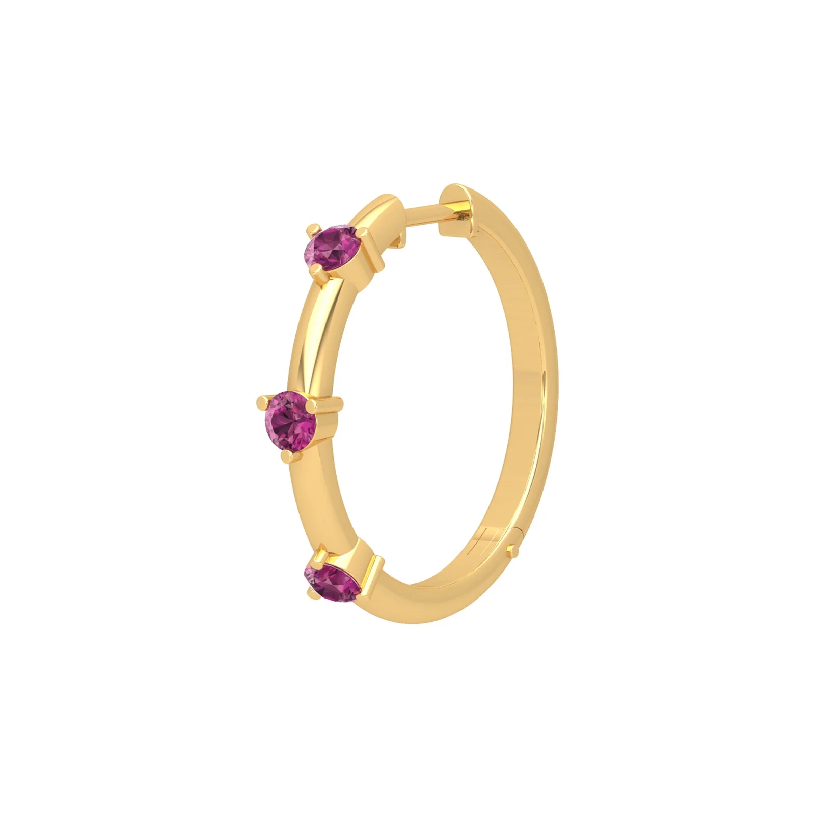 Trendy Natural Pink Tourmaline Hoop Earrings Round Modern Trendy Gemstone Earrings For Women For Regular Wear 10K Gold H-VS