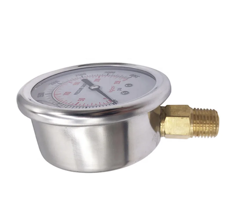 Factory direct Carbon Steel 63mm Bottom Glycerine Filling Hydraulic Water Gas Oil Pressure Gauges Manometer
