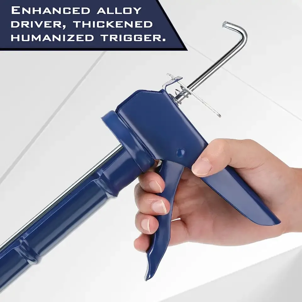 Caulking Gun Cordless OEM Caulk Gun Skeleton Silicone Body Steel Power Caulking Gun Cordless Wheel Nozzle Handle Ratchet Rod Zi